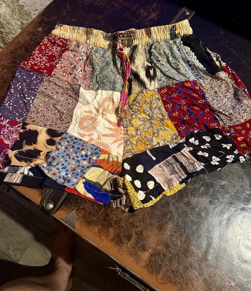 Paradise USA Bohemian Patchwork Y2K Inspires Gold Tassels Shorts Small